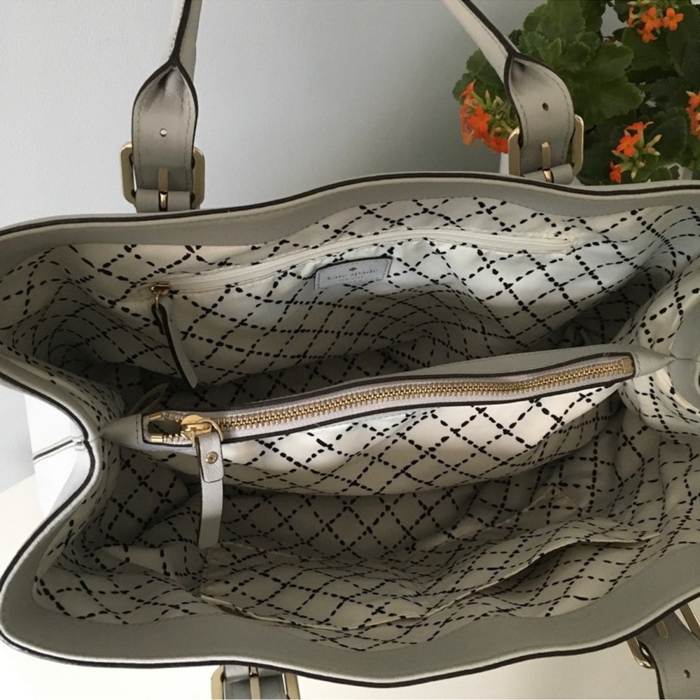 Kate Spade Cove Street Ariel Cliff Grey Silver Trim Tote Bag - Picture 8 of 12
